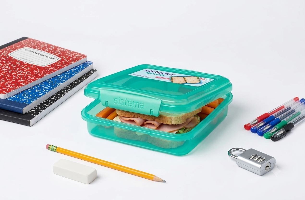 " Sistema Lunch BTS Sandwich Box, 450 ml Capacity, Green, Pink, Blue "