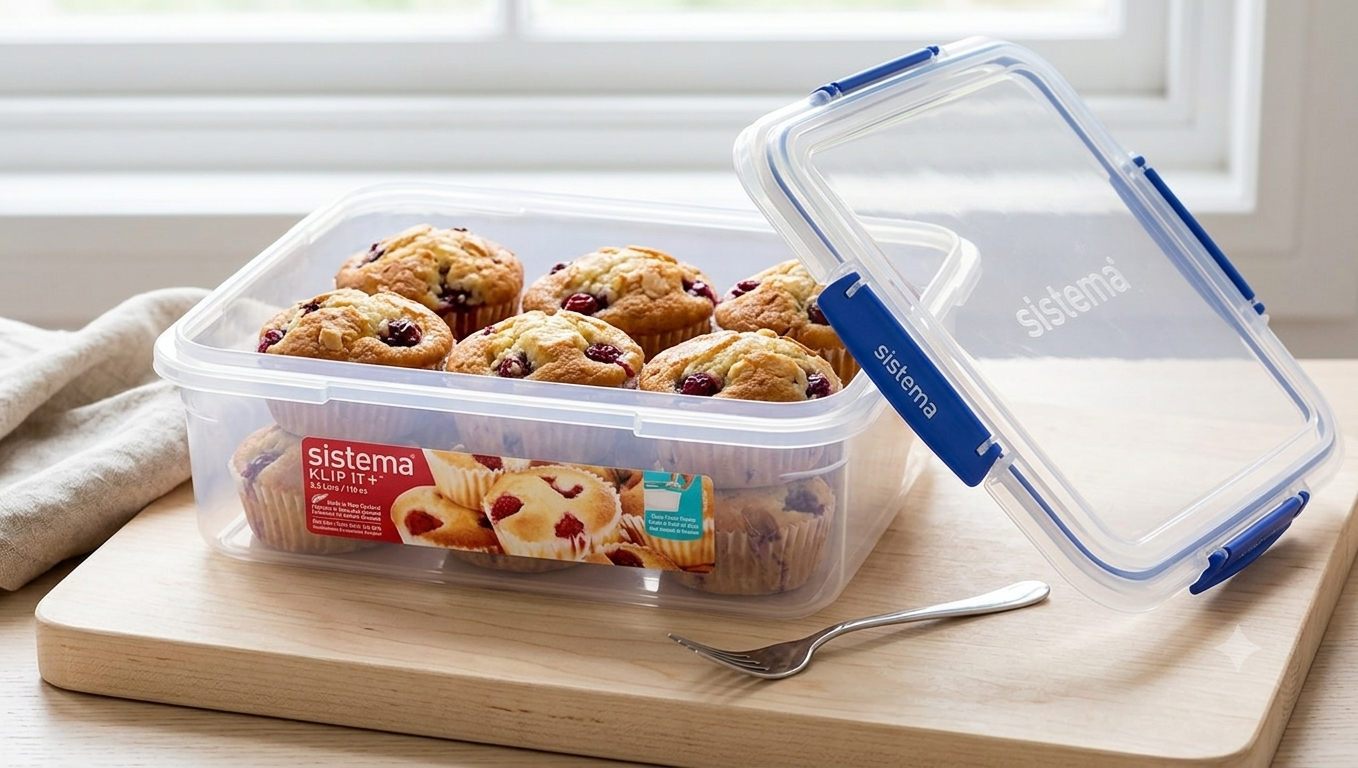 " Sistema Klip It Plus Rectangle Shaped Plastic Lunch Box, 3.5 Liter Capacity, Teal "
