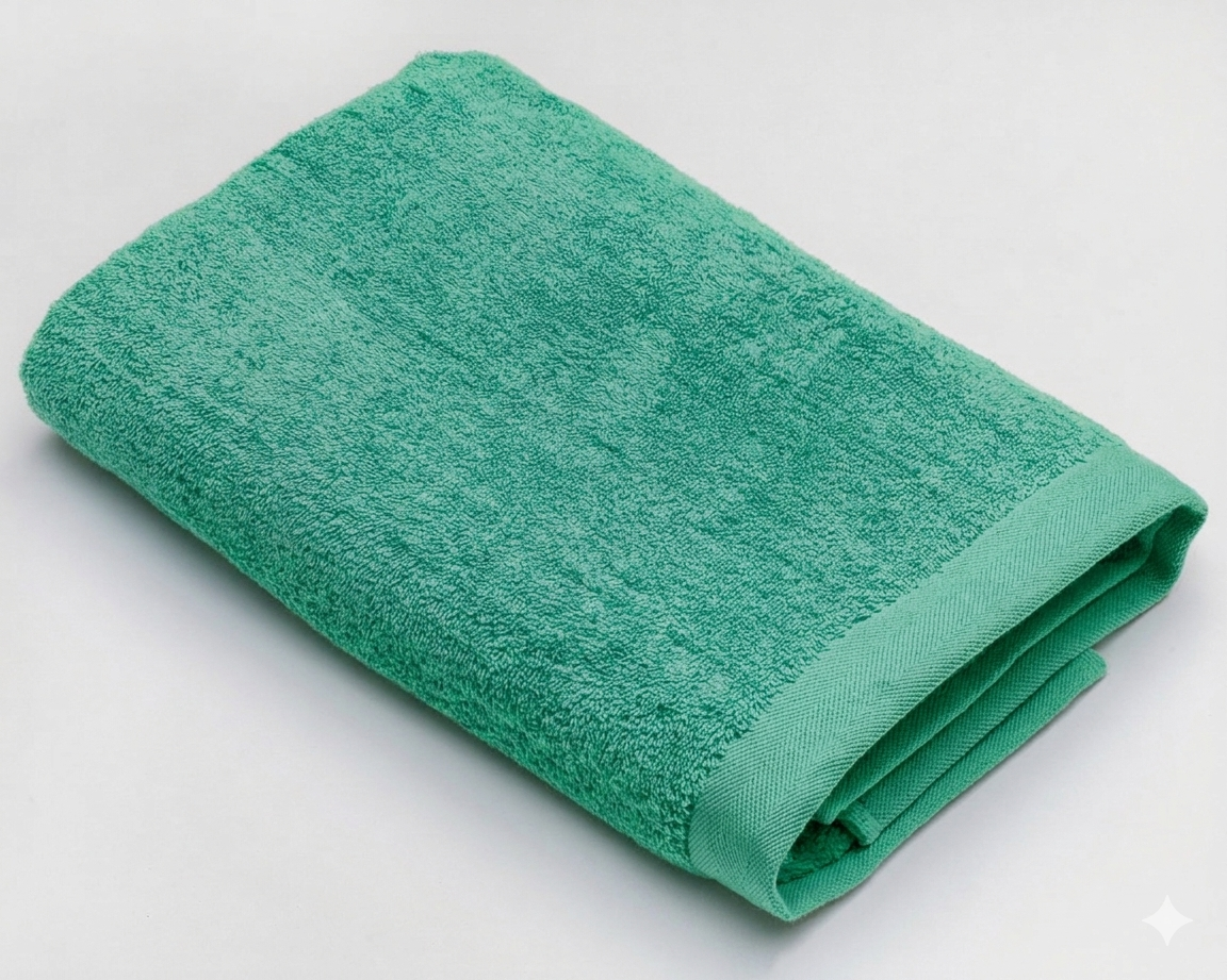 Mint-colored wide-border cotton towel from MODA HOME, measuring 50x100 cm, with a soft, absorbent texture and stylish design.