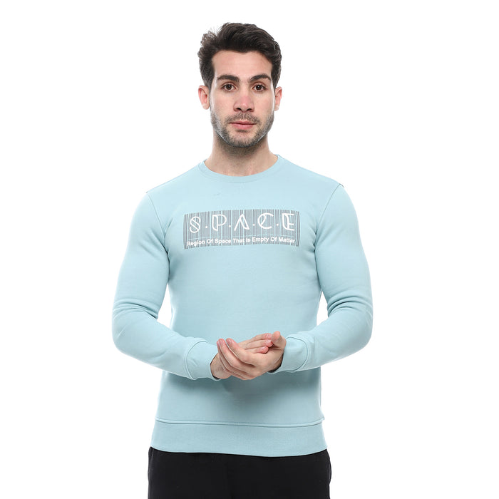 Round Melton Sweat Shirt Printed Mint