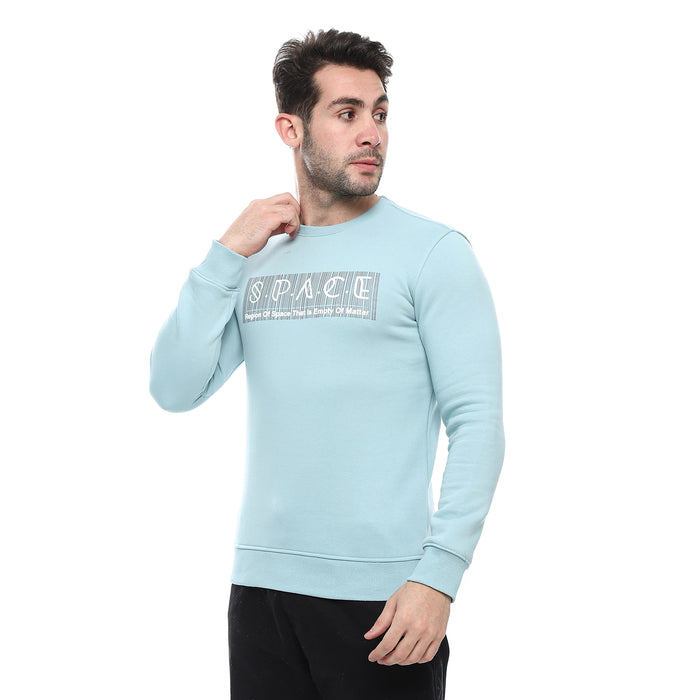 Round Melton Sweat Shirt Printed Mint