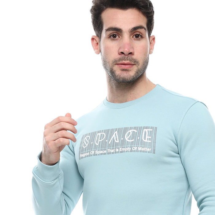 Round Melton Sweat Shirt Printed Mint