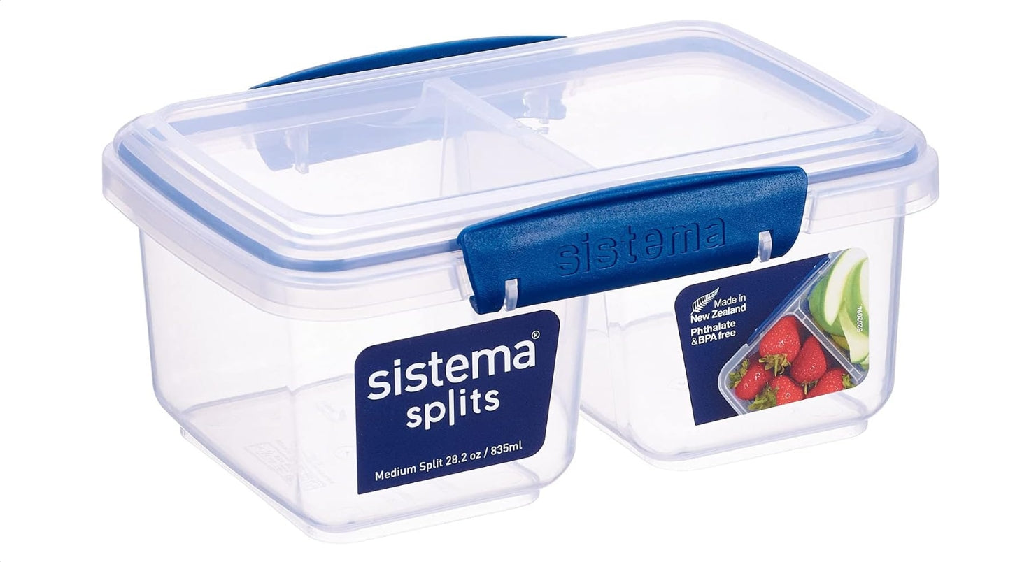 "Sistema medium split food container, 835 ml - dark blue and clear "