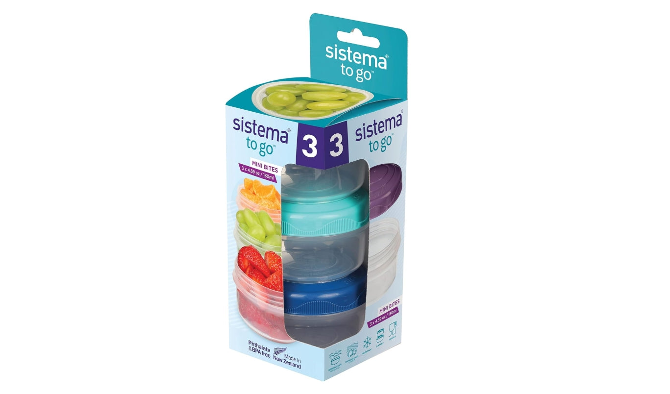 " Sistema To Go Mini Bites Pack Of 3 130ml "