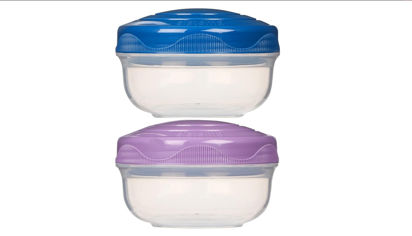 " Sistema TO GO PortionPod Food Storage Containers, Small Snack Pots, BPA - Free, Assorted Colours, 2 x 210 ml "