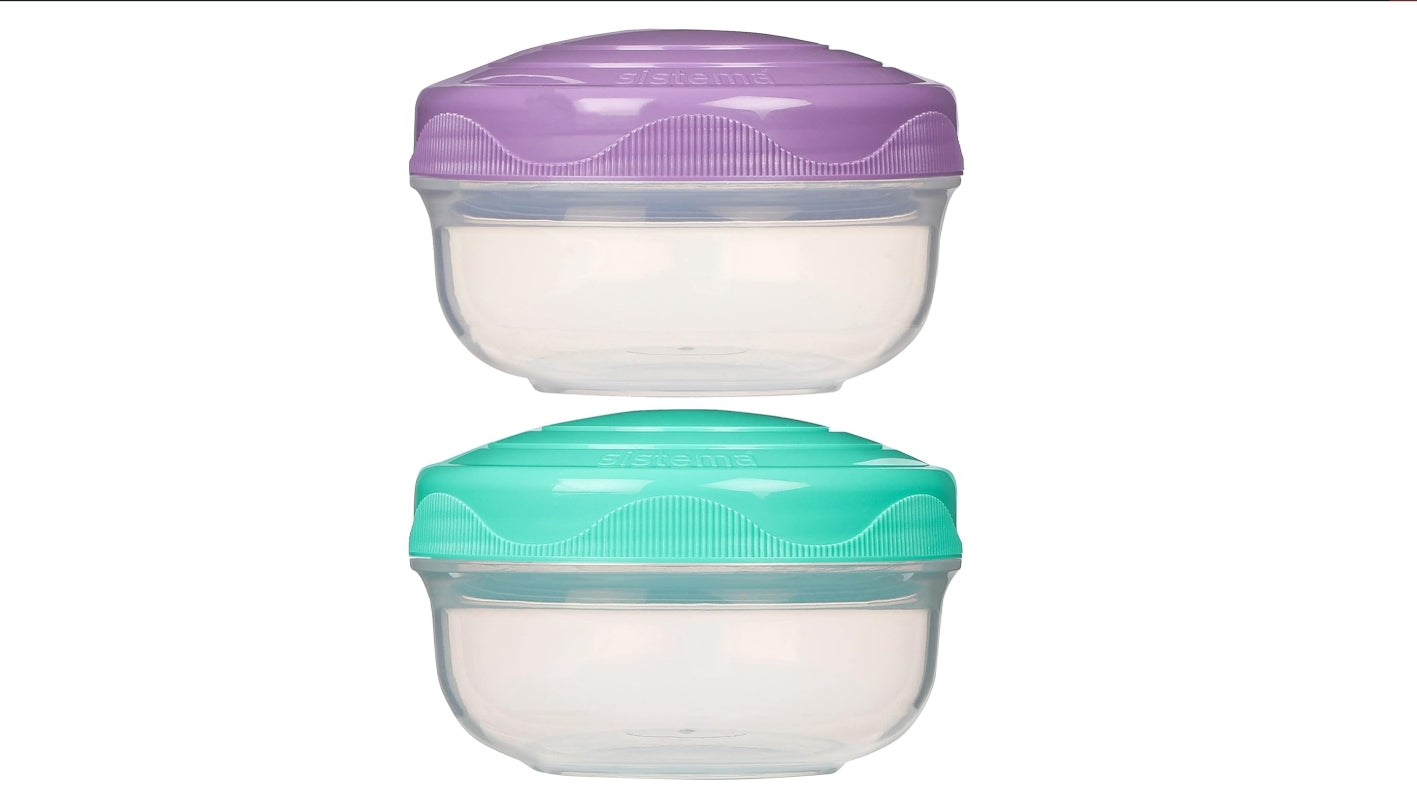 " Sistema TO GO PortionPod Food Storage Containers, Small Snack Pots, BPA - Free, Assorted Colours, 2 x 210 ml "