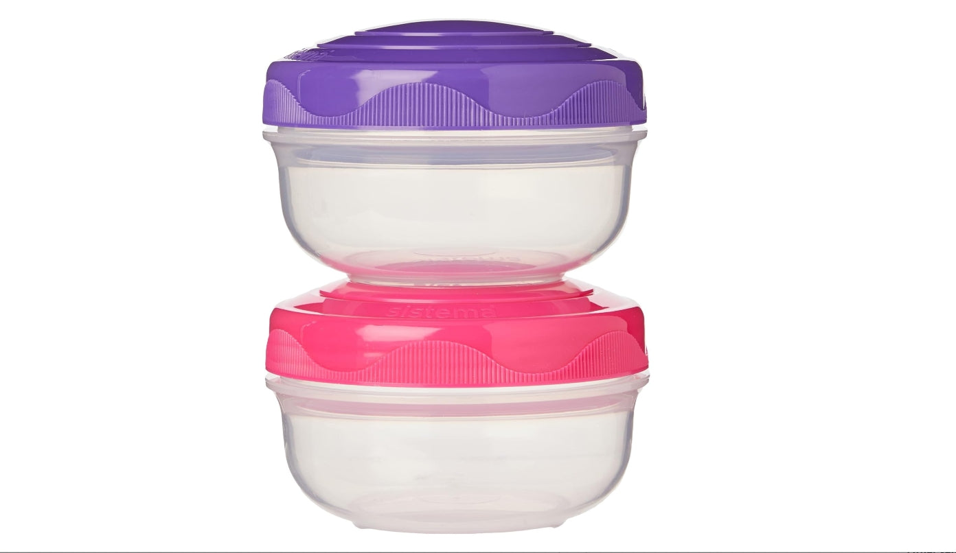 " Sistema TO GO PortionPod Food Storage Containers, Small Snack Pots, BPA - Free, Assorted Colours, 2 x 210 ml "