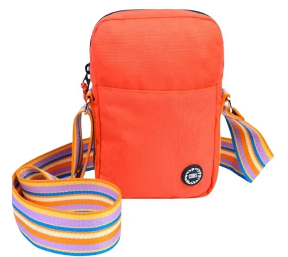 CUBS red and navy crossbody shoulder bag with adjustable strap and front pocket for everyday carry.