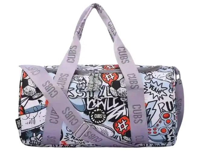 Grey sports medium duffel bag by CUBS with sturdy handles and spacious interior, ideal for gym or travel use.