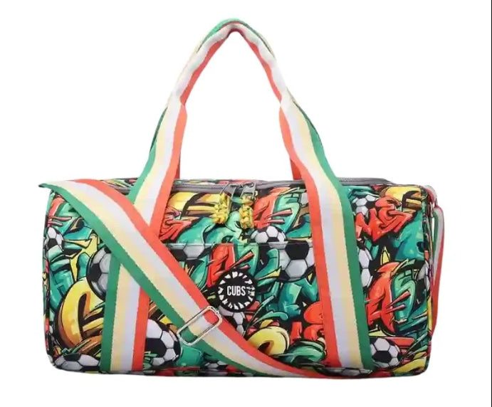 CUBS football graffiti medium backpack with colorful sports-themed design and sturdy straps.