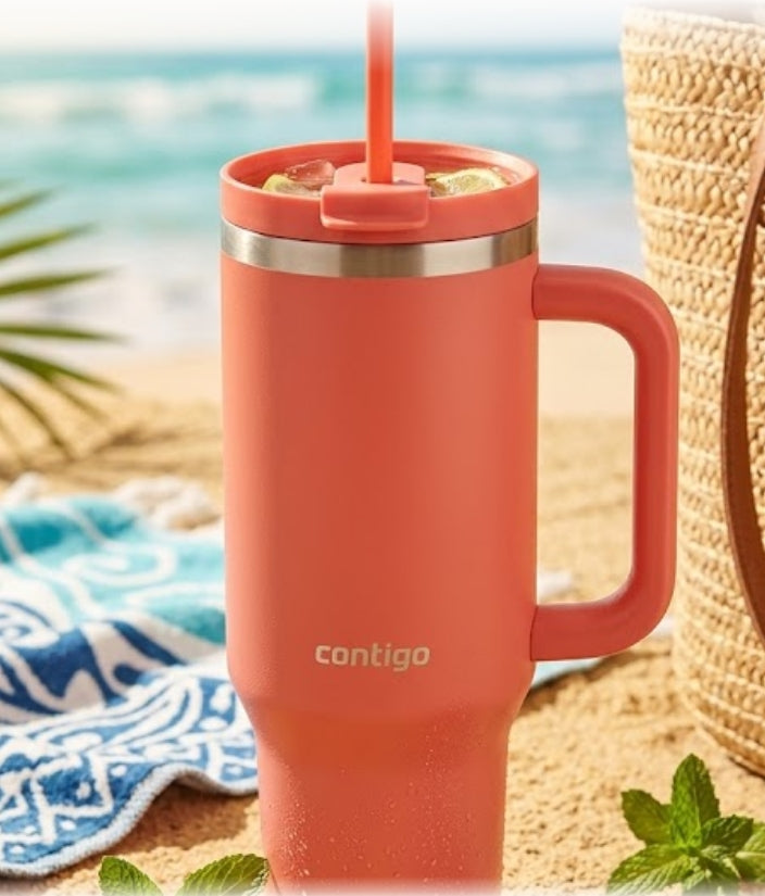 " Contigo Streeterville Coral Tumbler with Handle Stainless Steel 1200 ml "