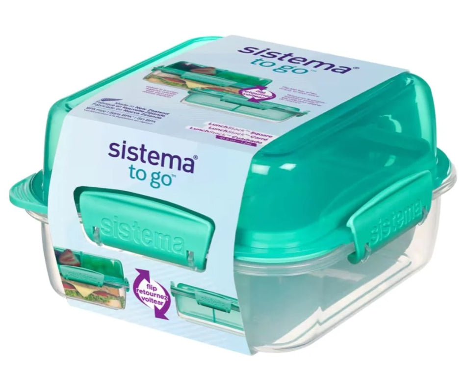 Sistema Square Food Storage Container - 1.24L, Durable & Convenient Lunch Box