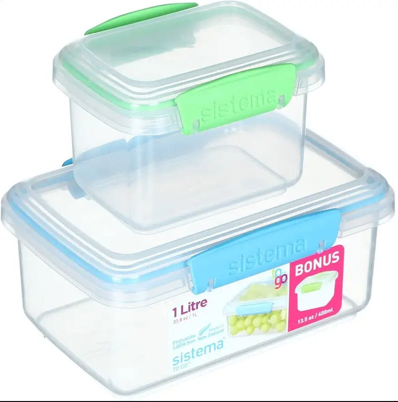 ROSA food container with 400ml capacity, rectangular plastic storage box for meals and leftovers, ideal for kitchen use.