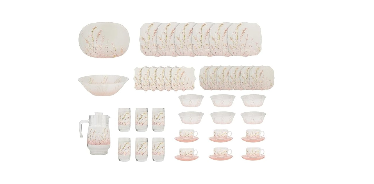 " Luminarc Triomphe Trompette Dinner Set 46-Pieces, Rose "