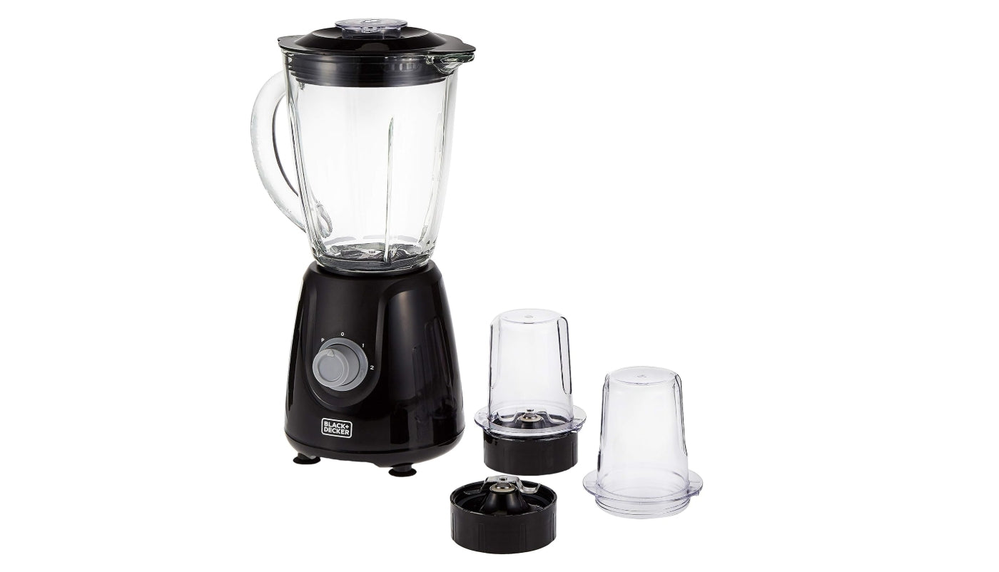 " Black & Decker 400W Blender With Glass Jar And 2 Grinding Mill, Black, Bx440G-B5, Year Warranty