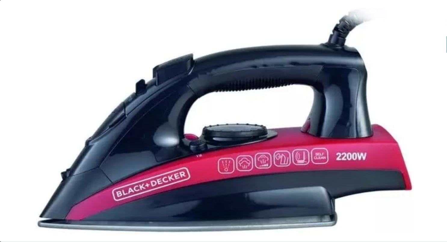 " Black & Decker 2200W Steam Iron, Non-Stick Soleplate Multicolor "