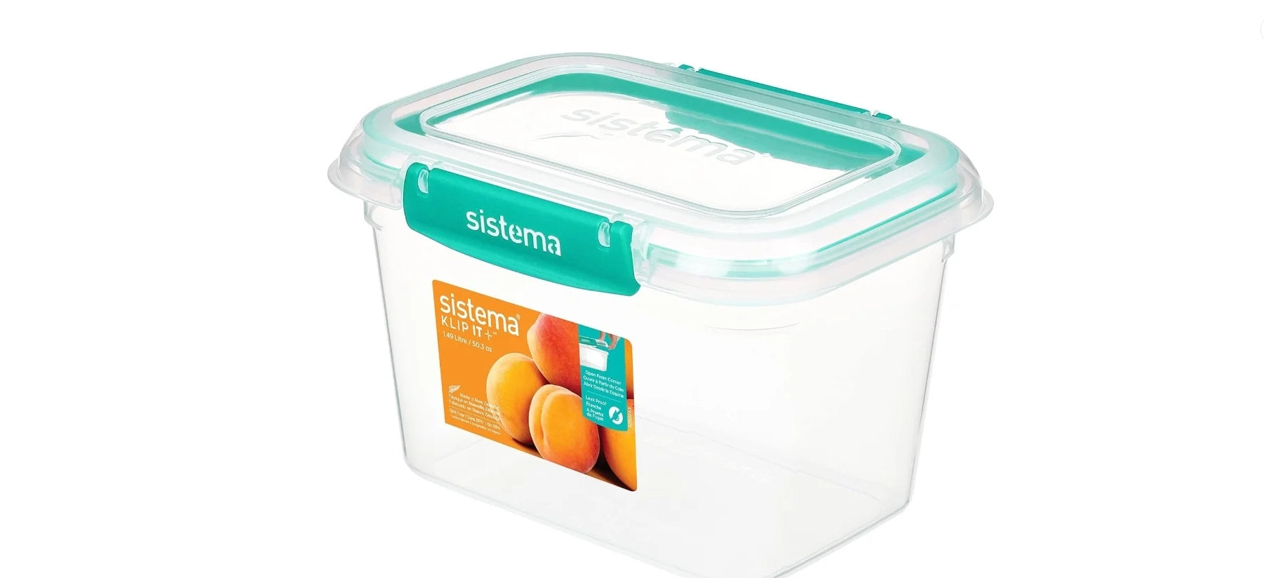 " Sistema Klip IT Plus Reactangle Food Storage Box, Minty Teal "