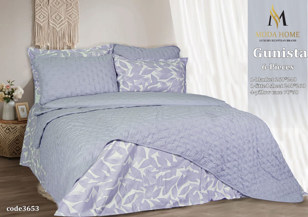 MODA HOME Jonsta 6-piece fitted sheet coverlet set in size 260x240, featuring a soft, durable fabric for comfortable bedding.