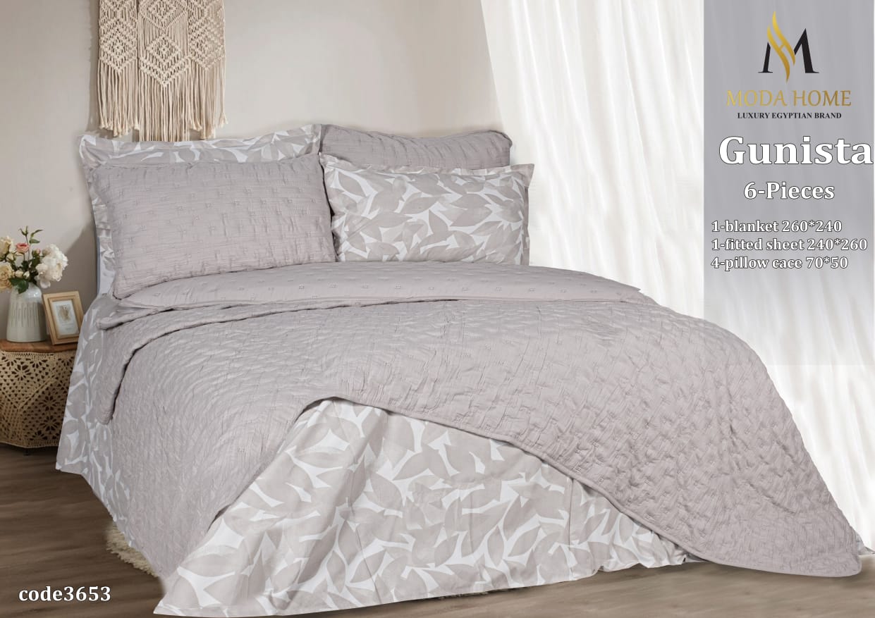 MODA HOME Jonsta 6-piece fitted sheet coverlet set, 260x240 cm, soft and cozy bedding for a comfortable bedroom decor