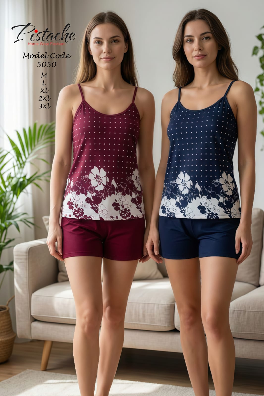 "DOTS THIN STRRAP SHORT PAJAMA"