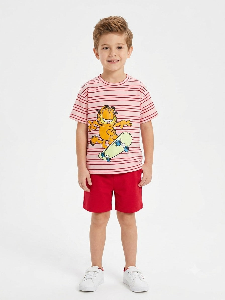 "SKATE BOARD CAT SHORT PAJAMA"