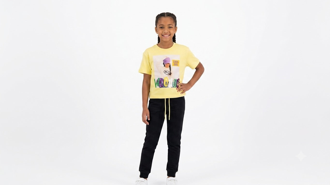 "COOL GIRLE R.NECK PANTS SET"