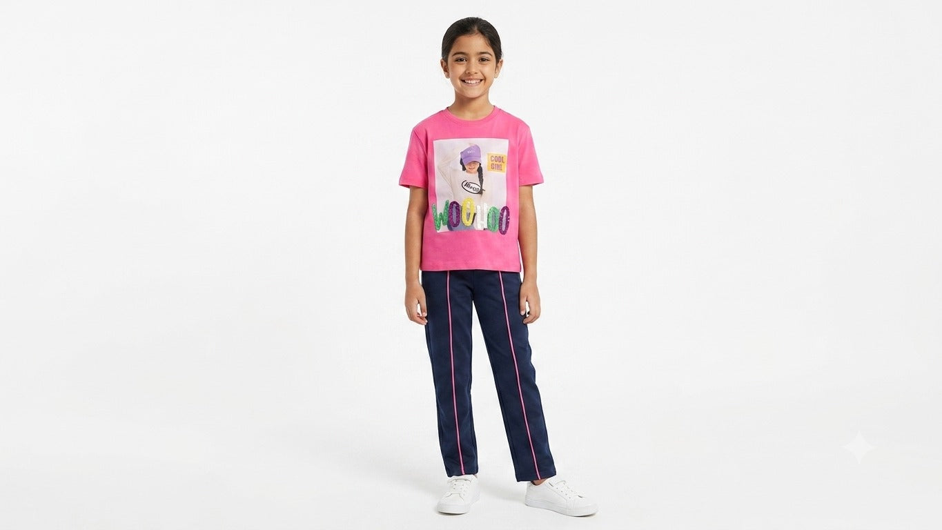 "COOL GIRLE R.NECK PANTS SET"