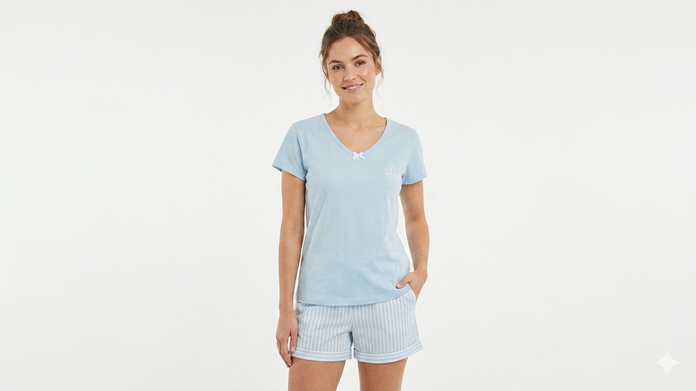 "BASIC TOP & STRIP SHORT PAJAMA"