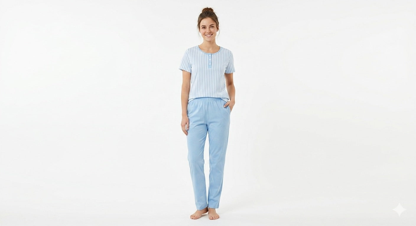 "STRIP R.NECK H/S PANT PAJAMA"