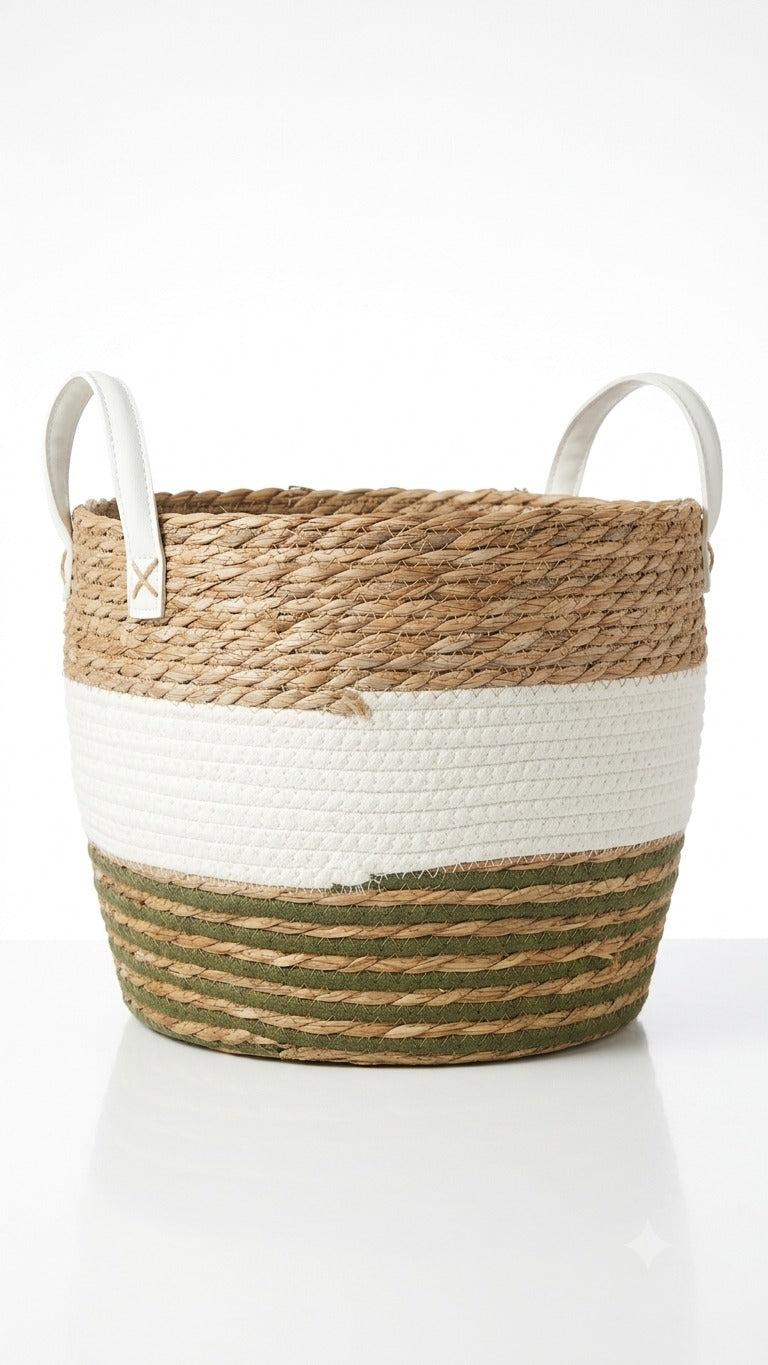 "Round wicker Basket with handle"