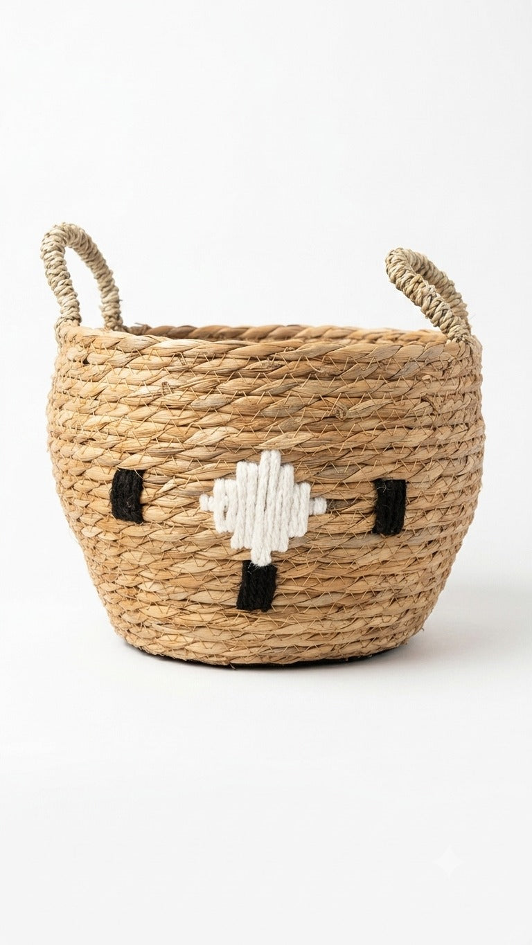"Round wicker Basket with handle"