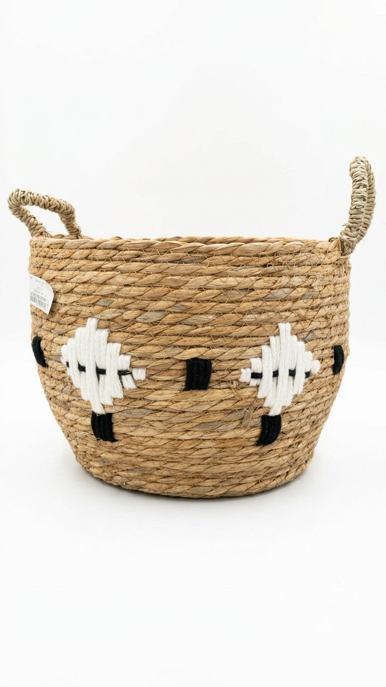 "Round wicker Basket with handle"