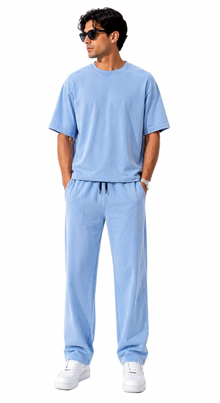 " Details PLAIN STONE TSHIRT & PANT SET"
