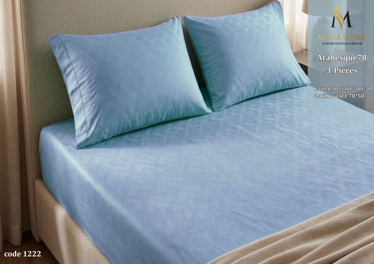MODA HOME Arab esque Fitted Sheet Set 3 Pieces Cotton 160 CM