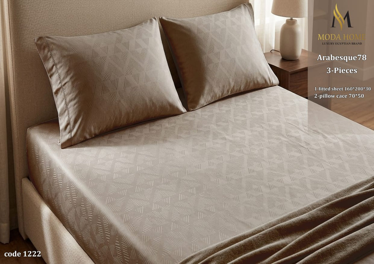 MODA HOME Arab esque Fitted Sheet Set 3 Pieces Cotton 120 CM