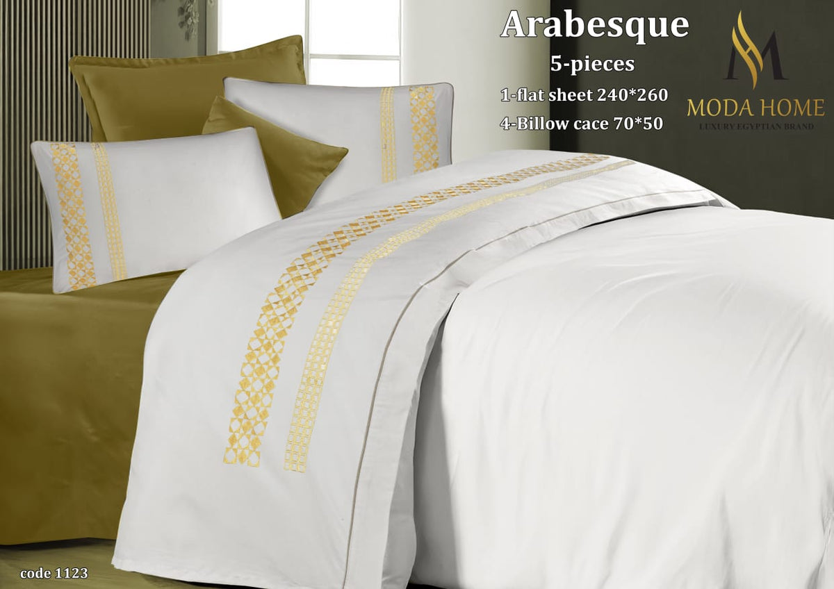 MODA HOME Arabesque Fitted Sheet Set 5 Pieces Cotton 240*260 CM