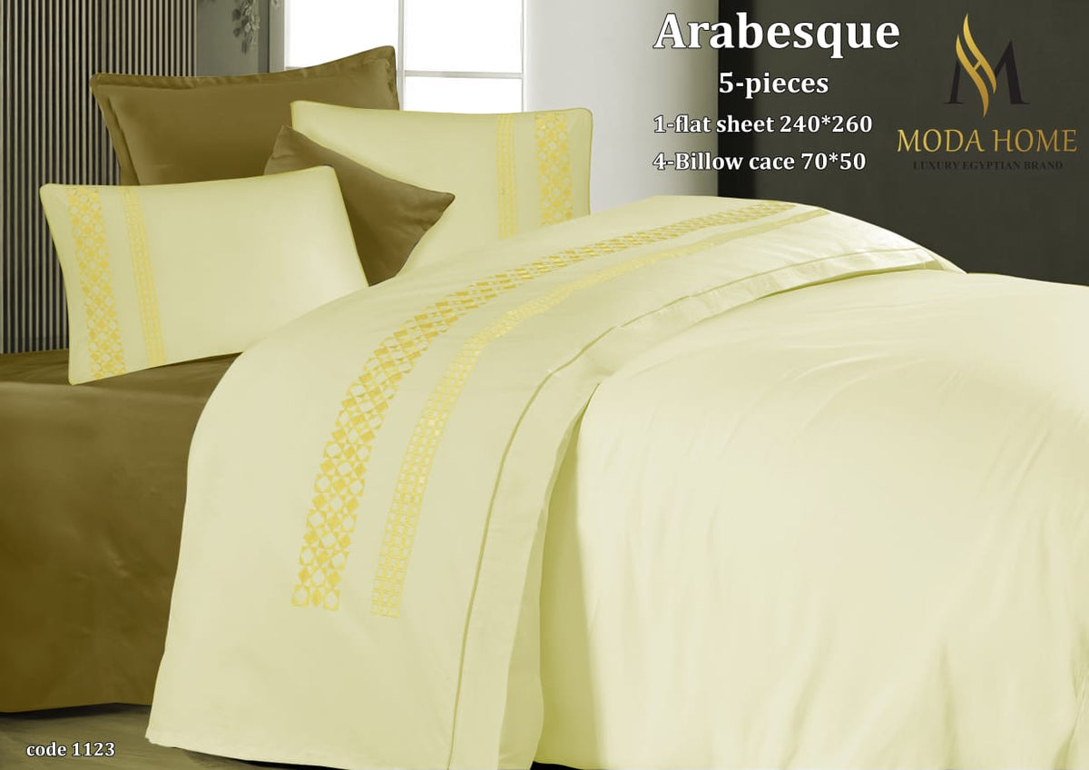 MODA HOME Arabesque Fitted Sheet Set 5 Pieces Cotton 240*260 CM