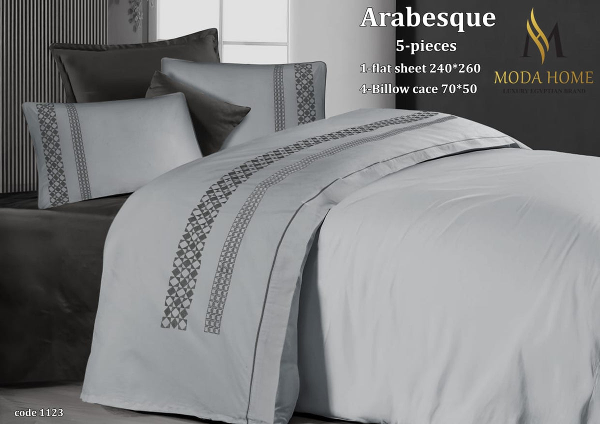 MODA HOME Arabesque Fitted Sheet Set 5 Pieces Cotton 240*260 CM