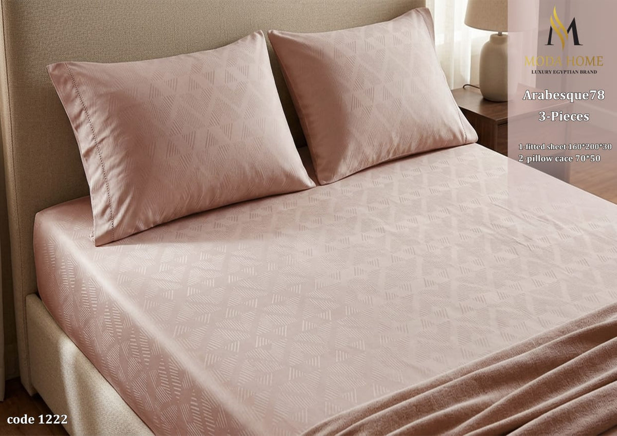 MODA HOME Arab esque Fitted Sheet Set 3 Pieces Cotton 160 CM