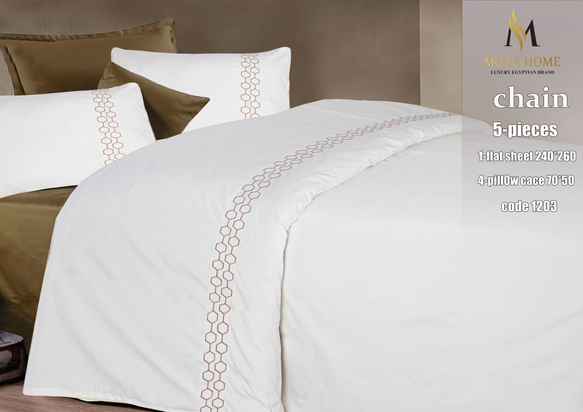 MODA HOME chain Fitted Sheet Set 5 Pieces Cotton 240*260 CM
