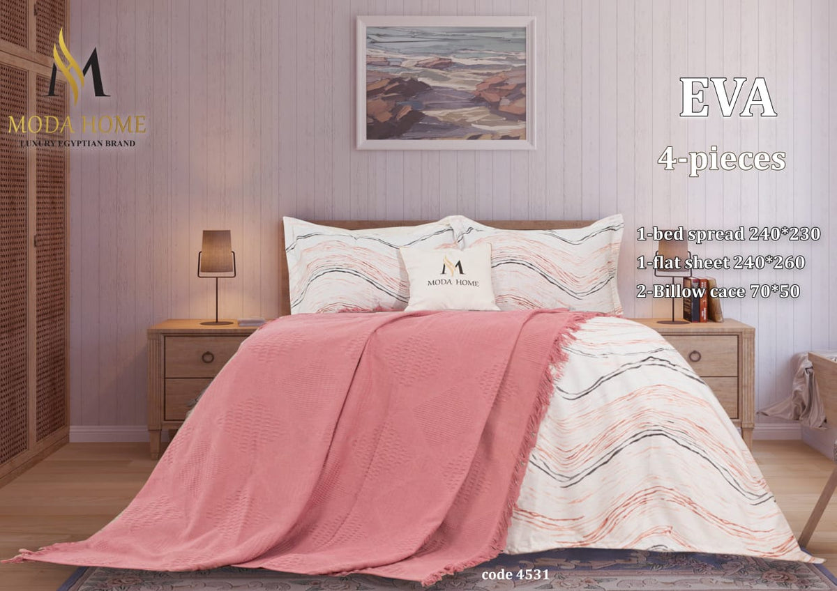 MODA HOME Eva double 4Pcs cover- 260x240 cm -Premium Winter Comfort