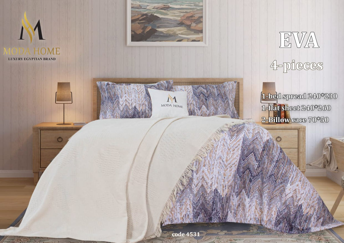 MODA HOME Eva double 4Pcs cover- 260x240 cm -Premium Winter Comfort