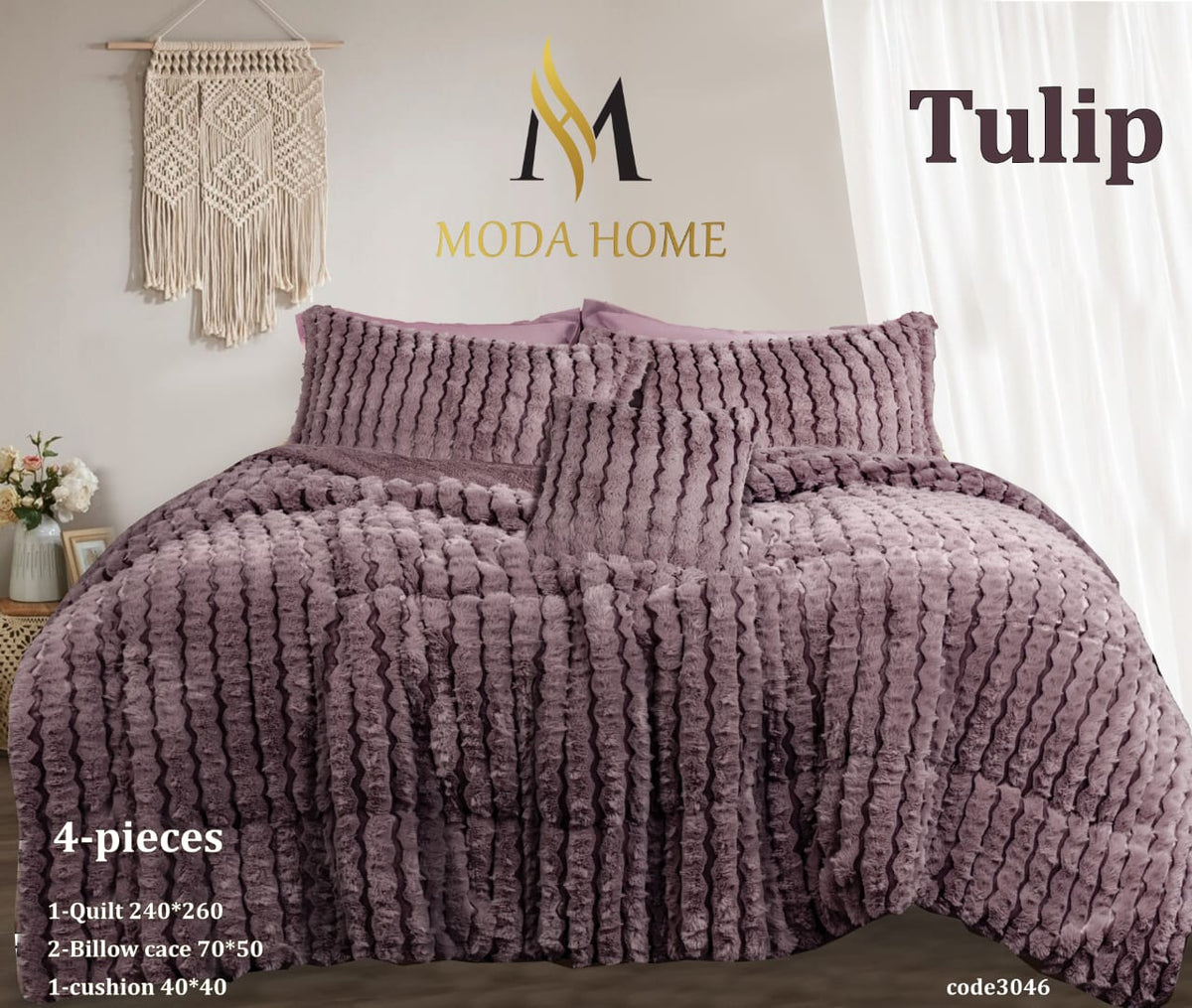 MODA HOME Tulip Fur Quilt 4 pcs 240x260 cm