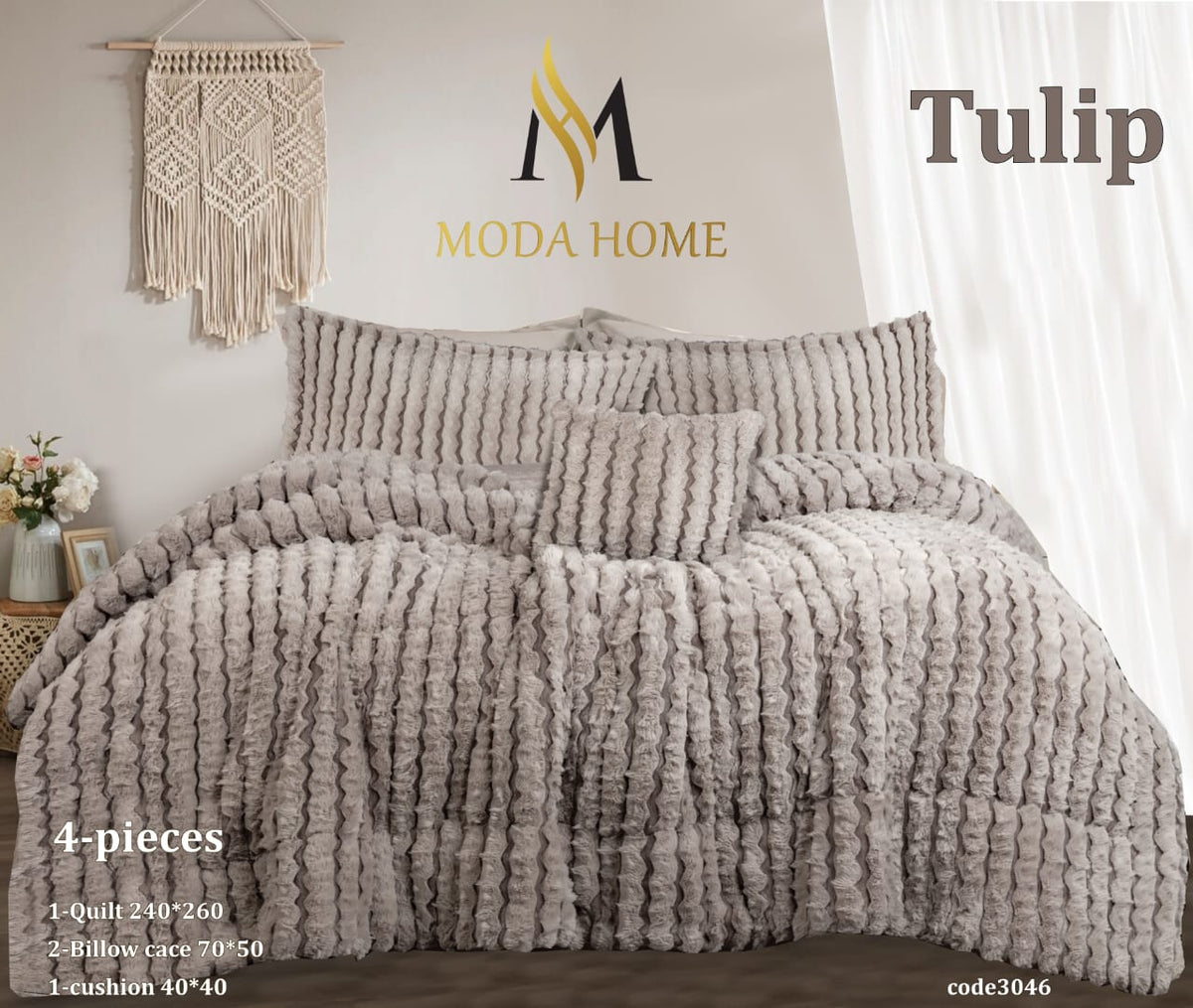 MODA HOME Tulip Fur Quilt 4 pcs 240x260 cm