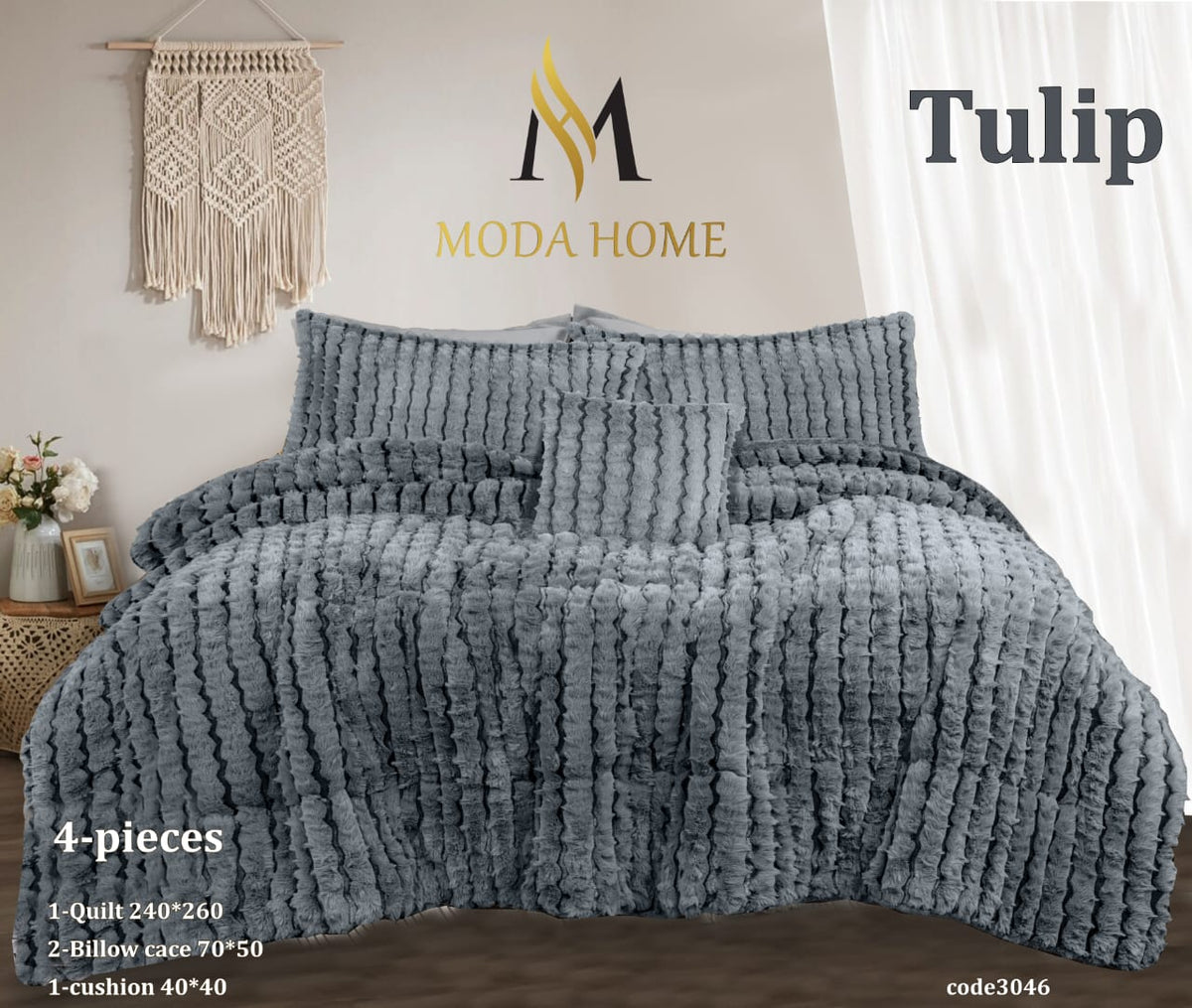 MODA HOME Tulip Fur Quilt 4 pcs 240x260 cm