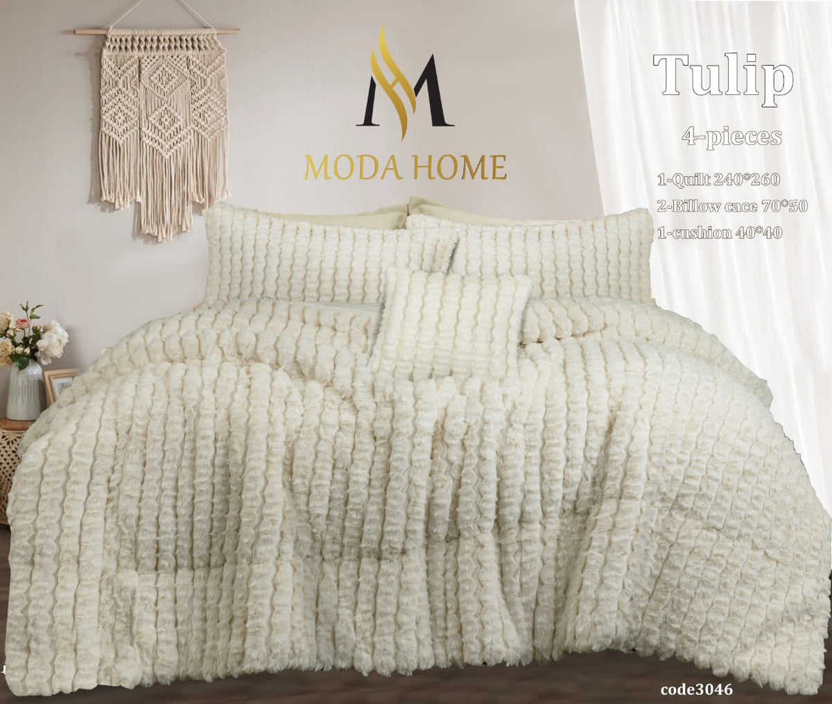MODA HOME Tulip Fur Quilt 4 pcs 240x260 cm