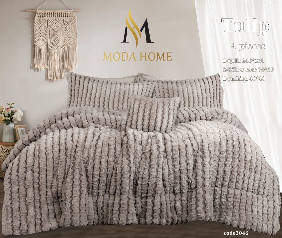 MODA HOME Tulip Fur Quilt 4 pcs 240x260 cm