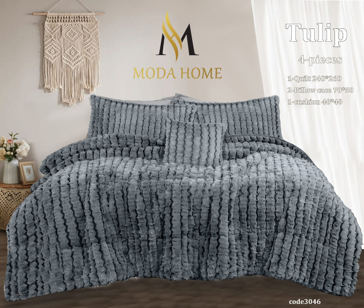 MODA HOME Tulip Fur Quilt 4 pcs 240x260 cm