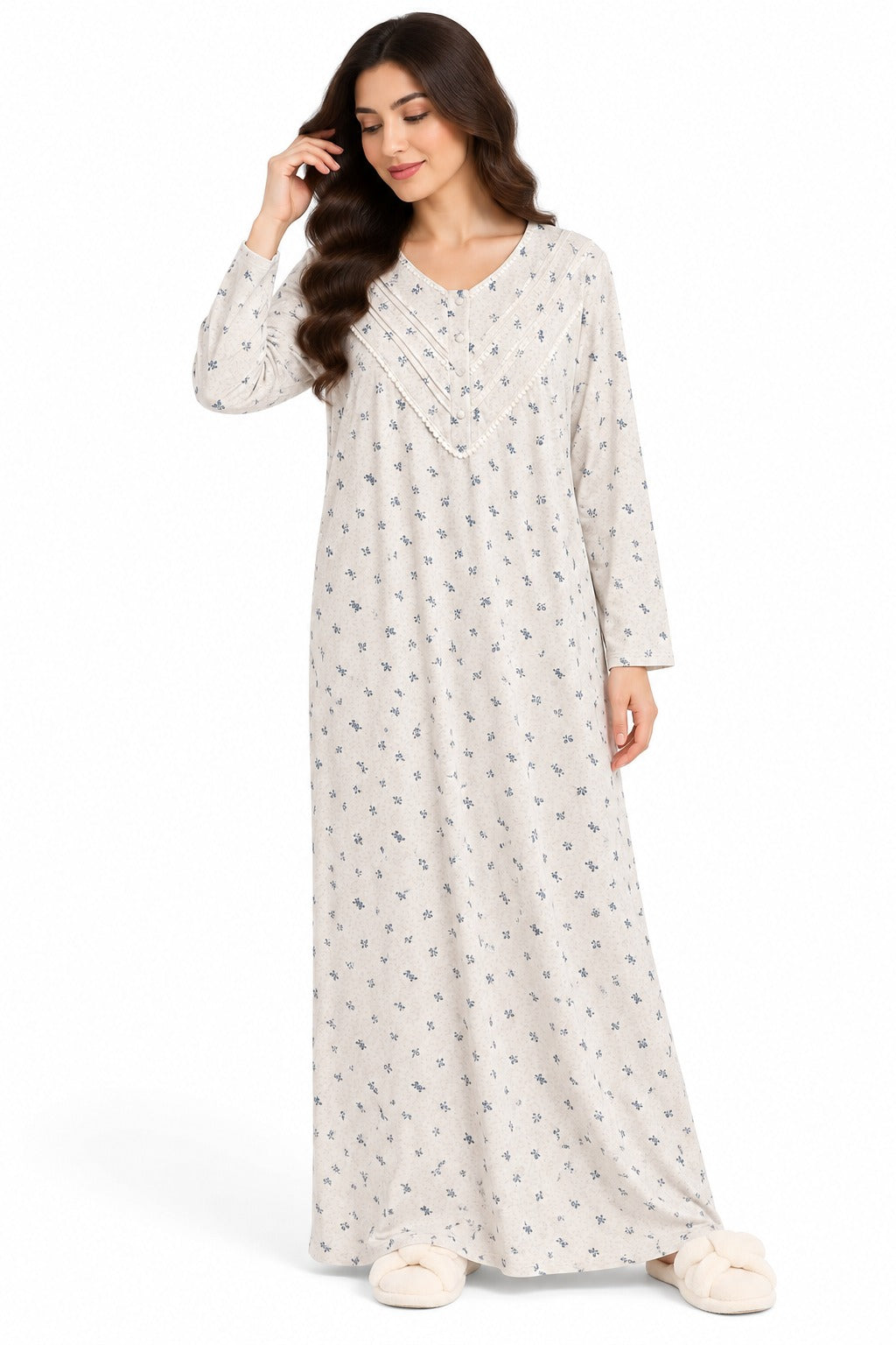 VIVA SMALL FLOWER V NECK JALABIA