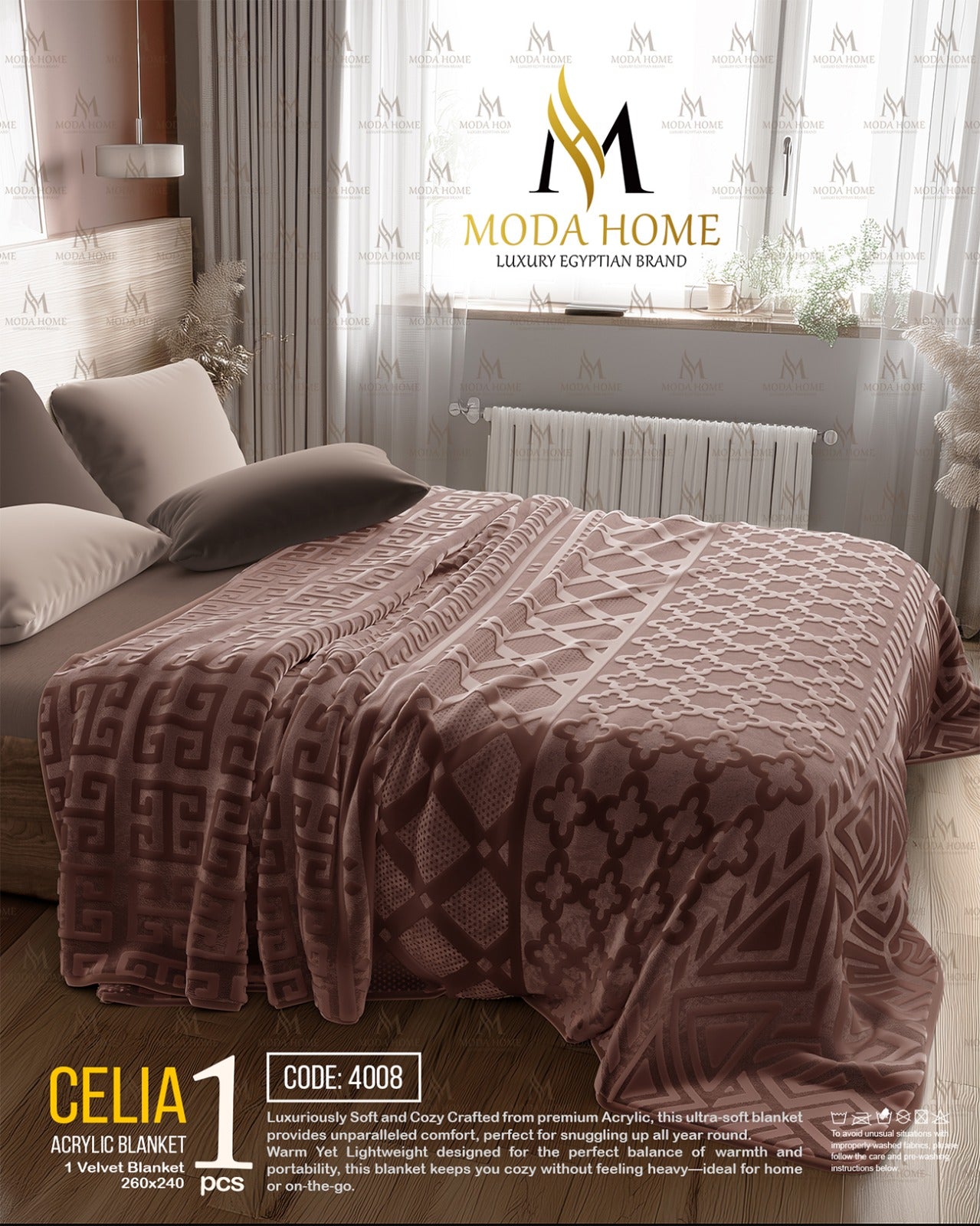 Celia double layer blanket by Moda Home shown in soft, cozy fabric with a layered design, perfect for warm comfort.